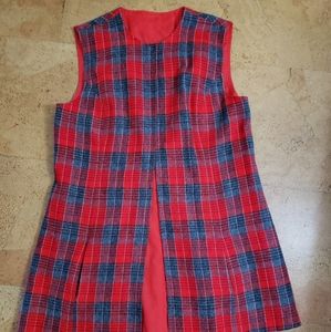 Vintage  Vest Red / Grey Plaid Reversable Size M